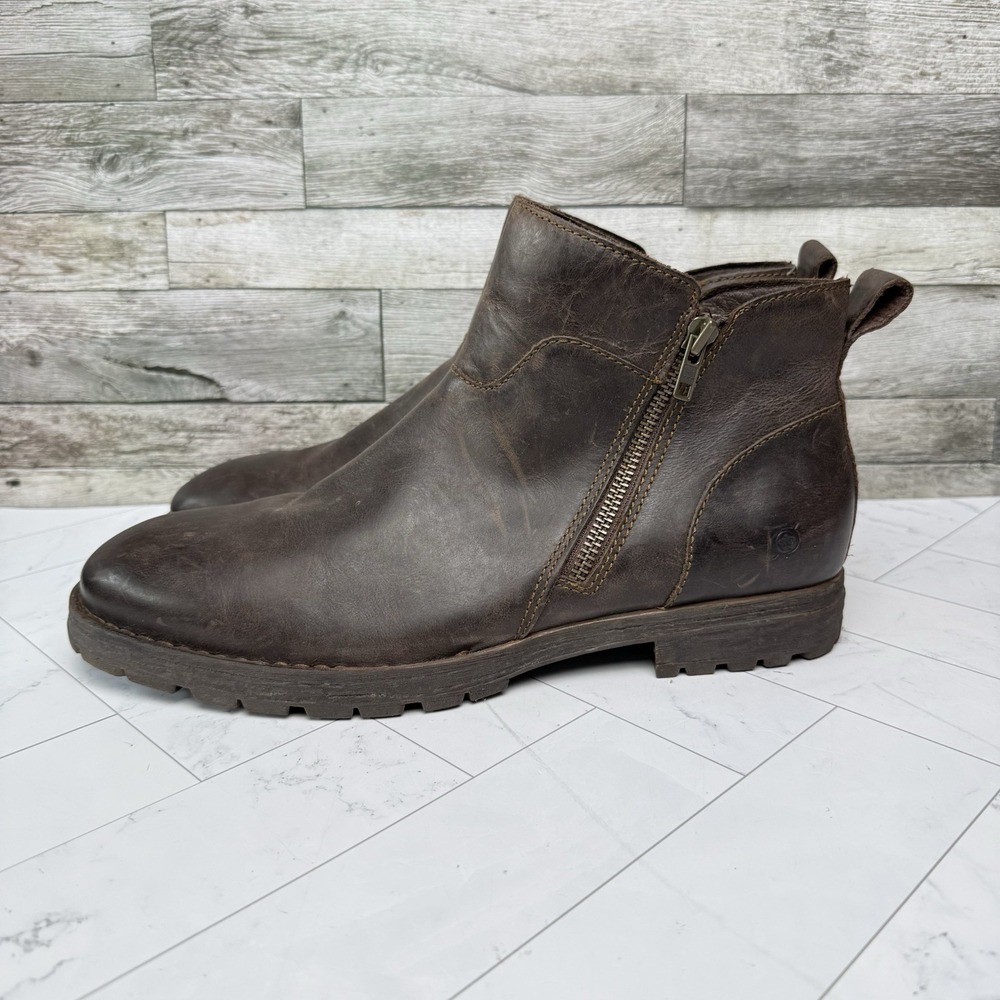Born Ludo Boots Leather - Men's 13 M - Brown Zip Up Boots